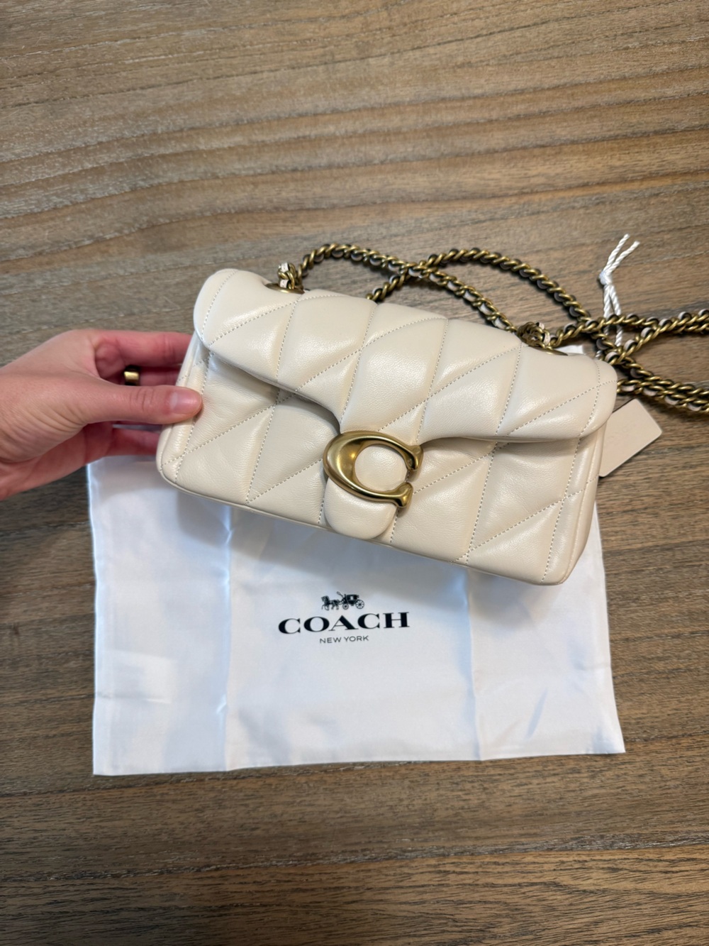 Coach Tabby Shoulder Bag 20 in Chalk and Brass - Picture 4 of 14